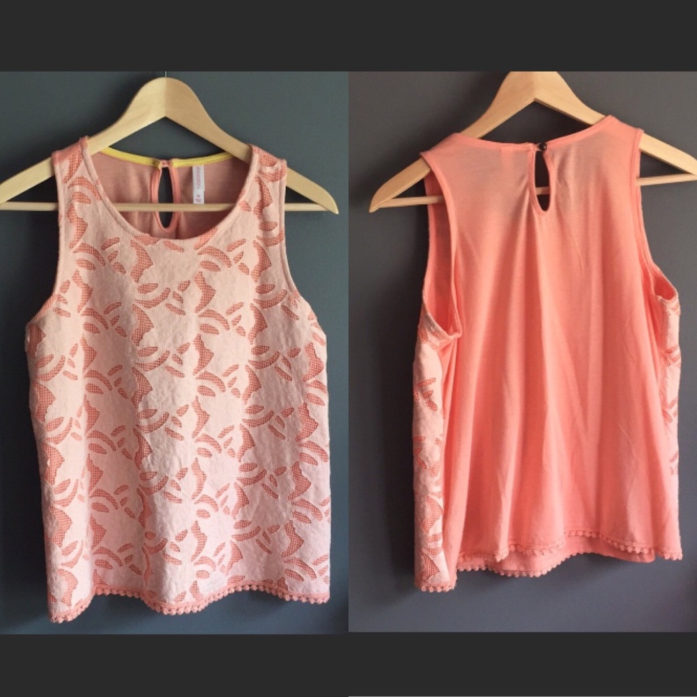 SOLD! Peach colored tank with detailing